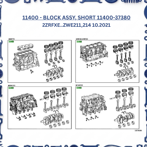 Toyota Corolla (ZWE211-AEXEB) Short Block Assembly