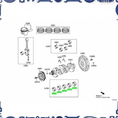 Toyota Aqua (NHP10-AHXCB) Crankshaft &amp; Piston Set
