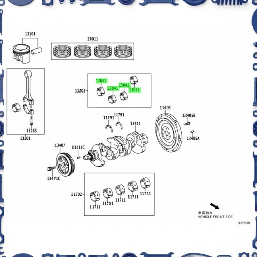 Toyota Aqua (NHP10-AHXCB) Crankshaft &amp; Piston Set