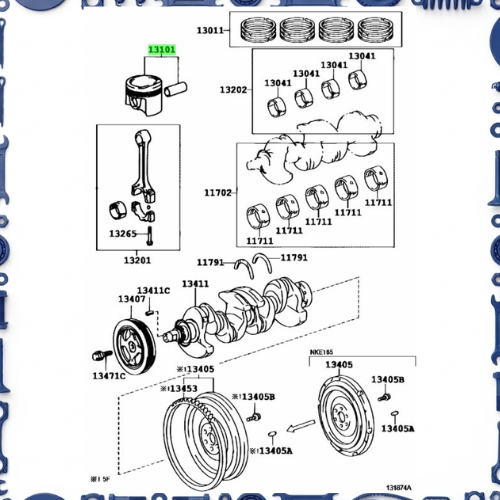 Toyota Aqua (NHP10-AHXCB) Crankshaft &amp; Piston Set