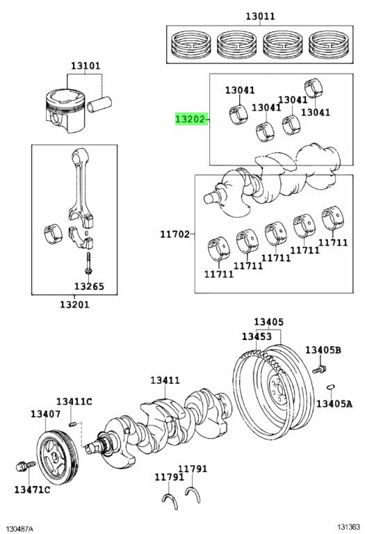 Toyota Aqua (NHP10-AHXCB) Crankshaft &amp; Piston Set