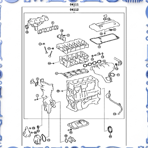 Engine overhaul gasket kit for Toyota  04111-37500