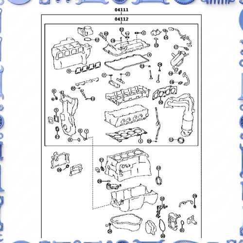 Engine overhaul gasket kit for Toyota 04111-36150