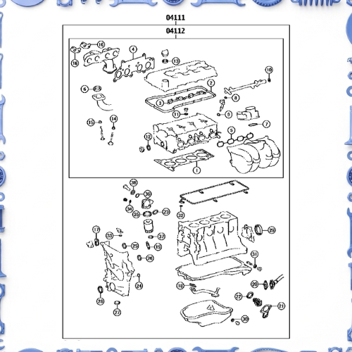 Engine overhaul gasket kit for Toyota 04112-75736