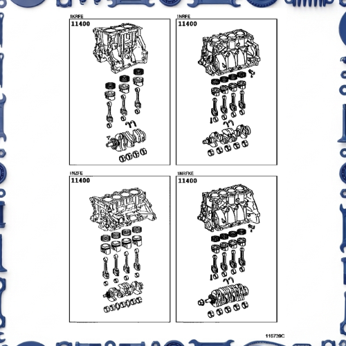 Short block assembly for Toyota 11400 - 21193