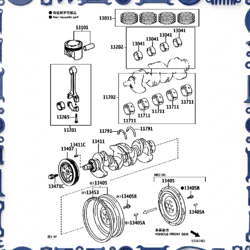 Crankshaft & piston for Toyota 13101-21120