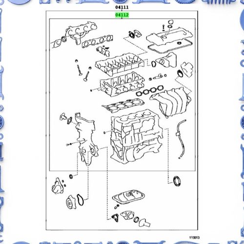 Engine overhaul gasket kit for Toyota 04111-37422
