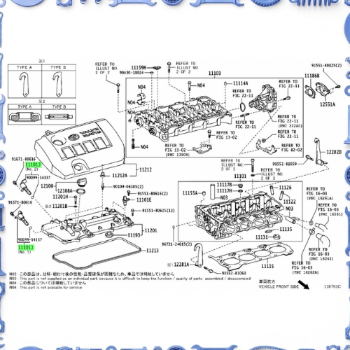 Cylinder head for Toyota 15330-37010