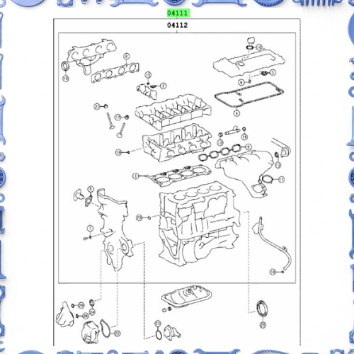 Engine overhaul gasket kit for Toyota  04111-37500