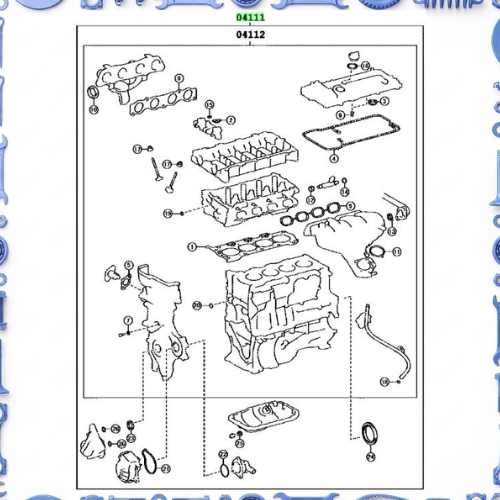 Engine overhaul gasket kit for Toyota 04111-37501