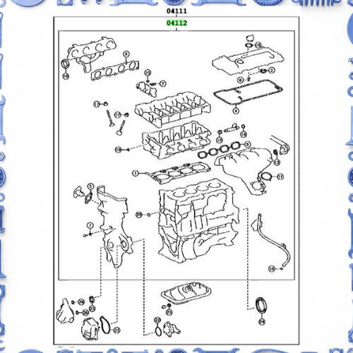 Engine overhaul gasket kit for Toyota 04111-37501