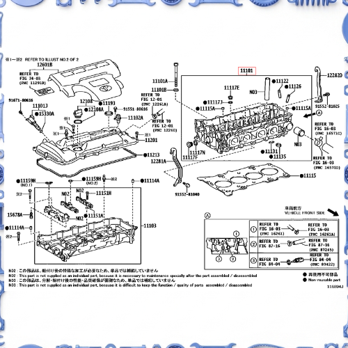 Cylinder head for Toyota 11151A - PIN, RING(FOR CAMSHAFT BEARING CAP SETTING)