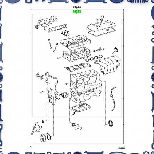 Engine overhaul gasket kit for Toyota 04111 - 21241