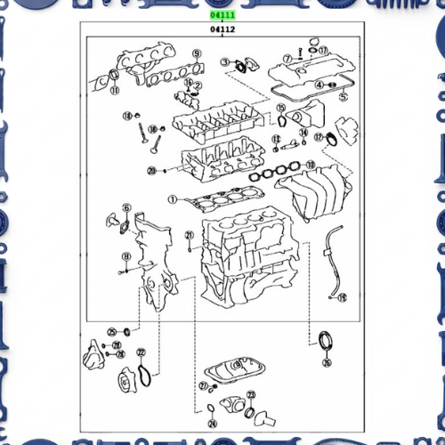 Engine overhaul gasket kit for Toyota 04111-21247