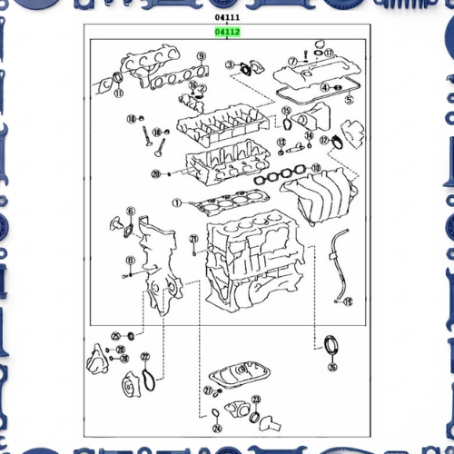 Engine overhaul gasket kit for Toyota 04111-21247