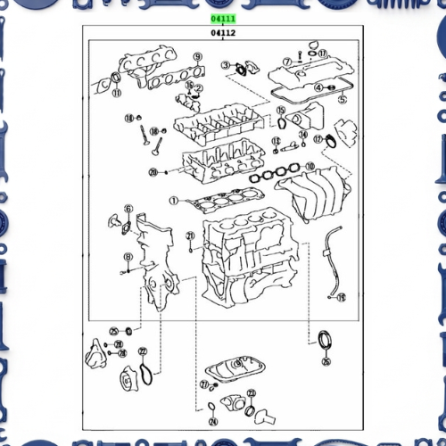 Engine overhaul gasket kit for Toyota (04111-21322)  (04112-21321)