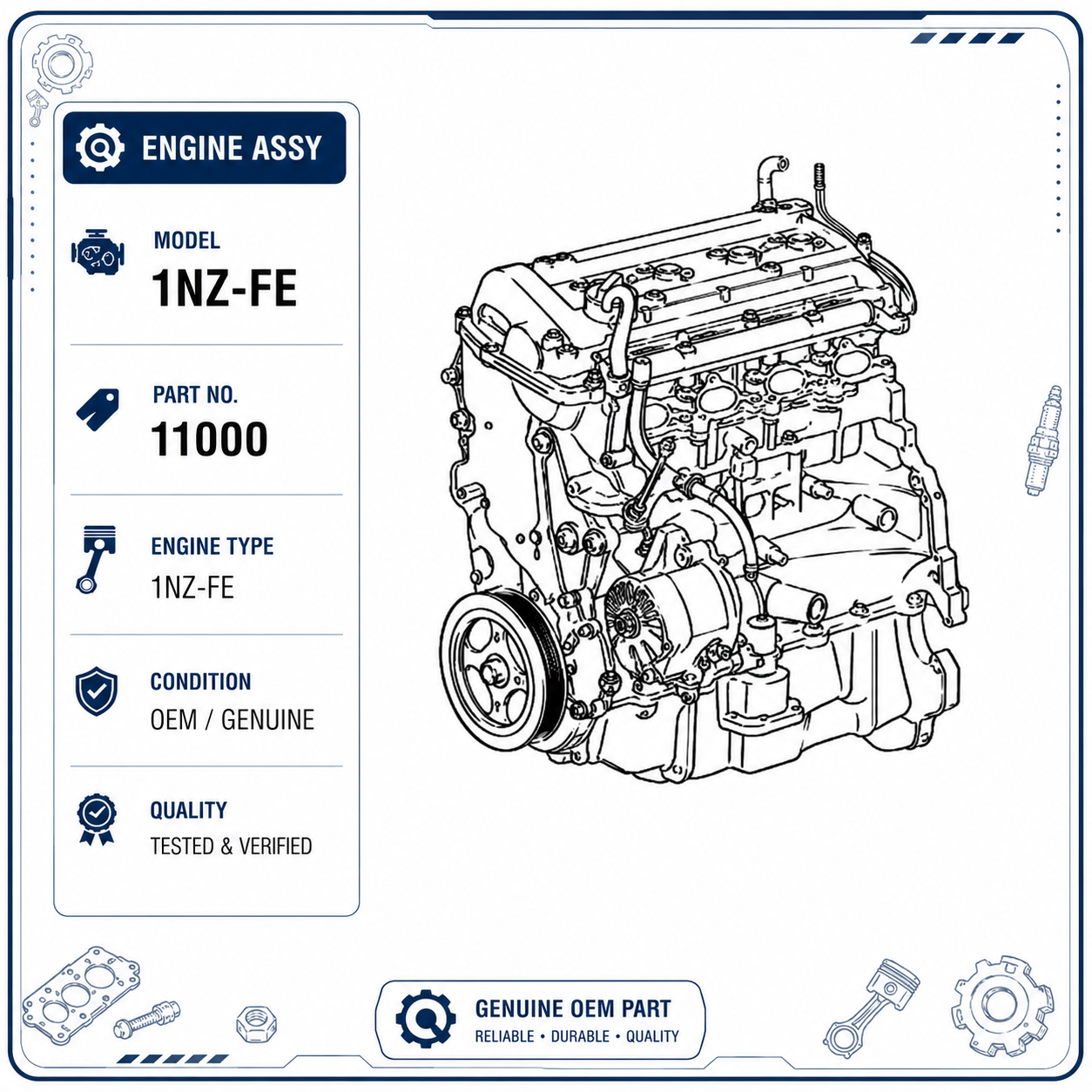 Toyota Aqua (NHP10-AHXCB) Partial Engine Assembly